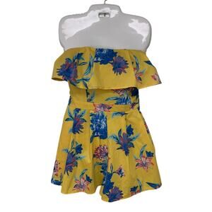 Flying Tomato Womens Large 100% Polyester Strapless Floral Back Zip Romper